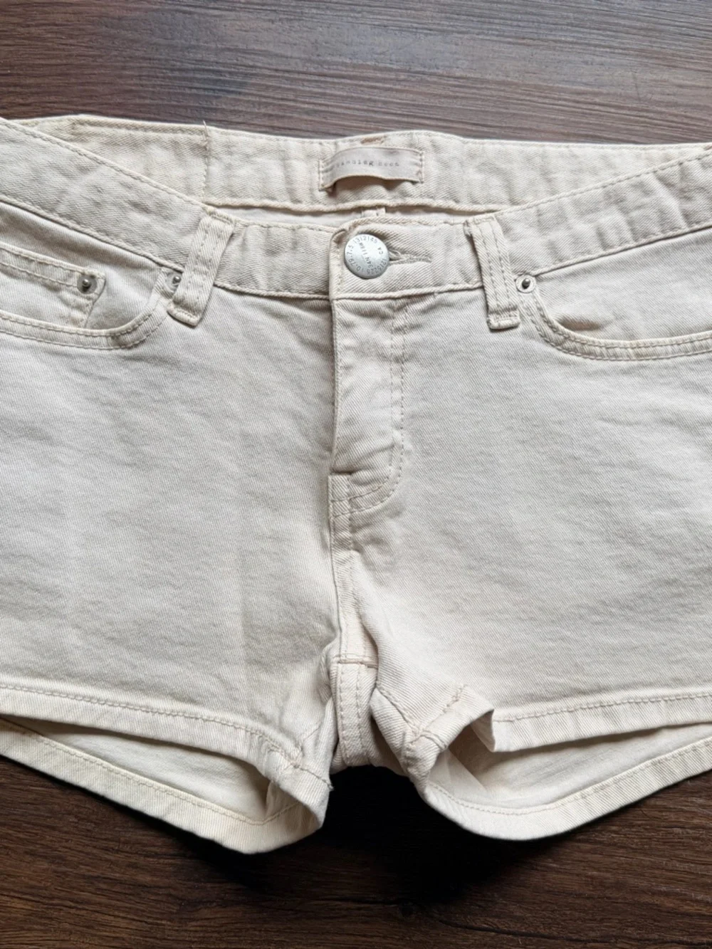 Washing Room 100% Cotton Cream Denim Jean Shorts - Low Rise Summer Staple